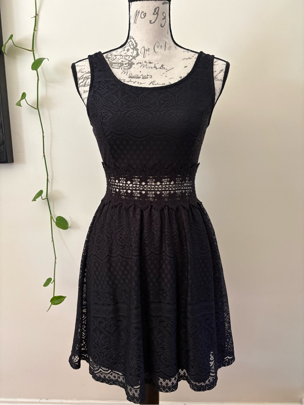 Xhilaration Black Lace Mini Dress with Cutout Waist